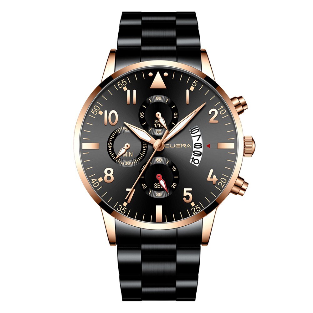 Relogio masculino horloges heren sport roestvrij stalen kast leren band horloge quartz zakelijk polshorloge reloj hombre: P