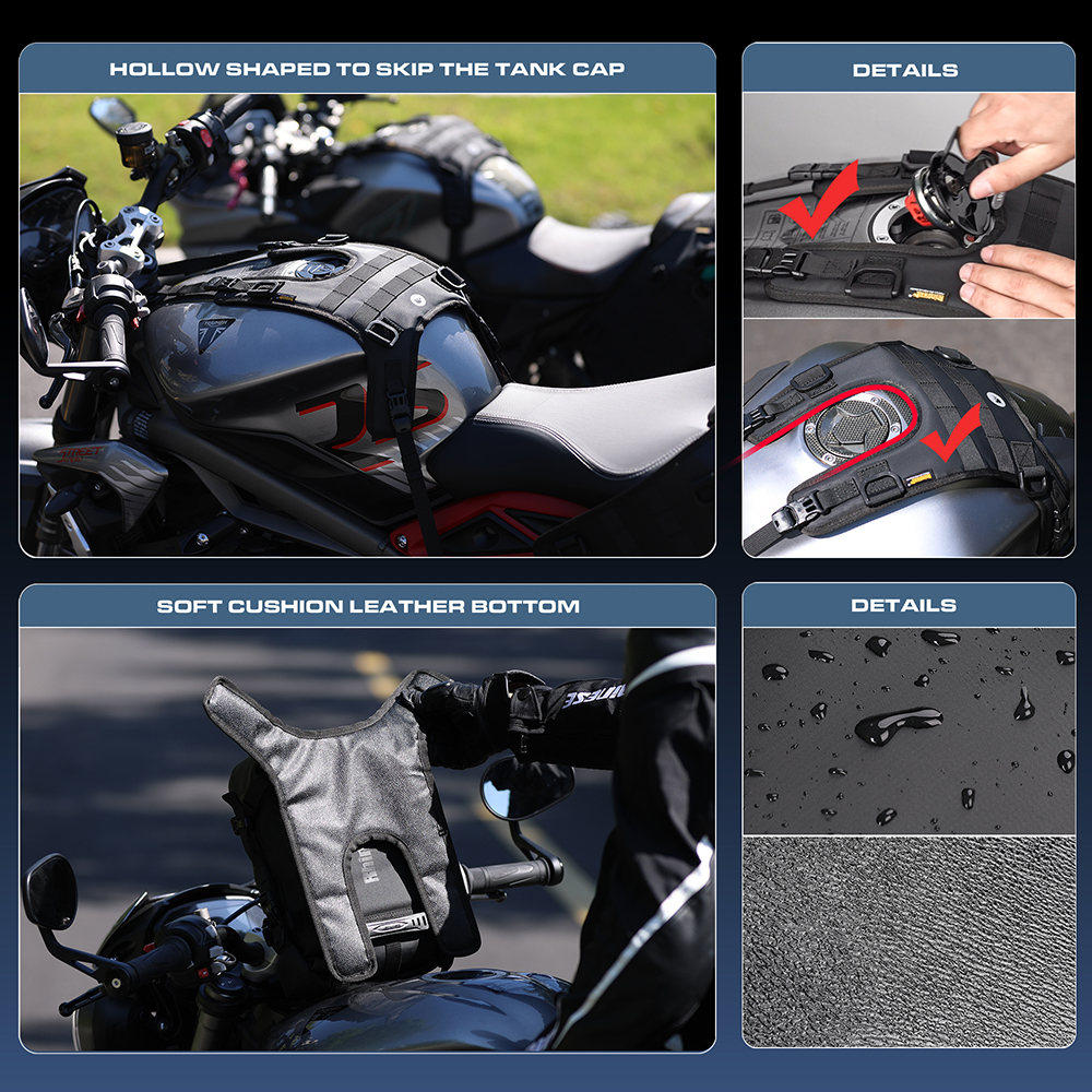 Rhinowalk-Base de bolsa de depósito para motocicleta, accesorio portátil para instalación Universal de bolsa de tanque de combustible, Base frontal sin bolsa
