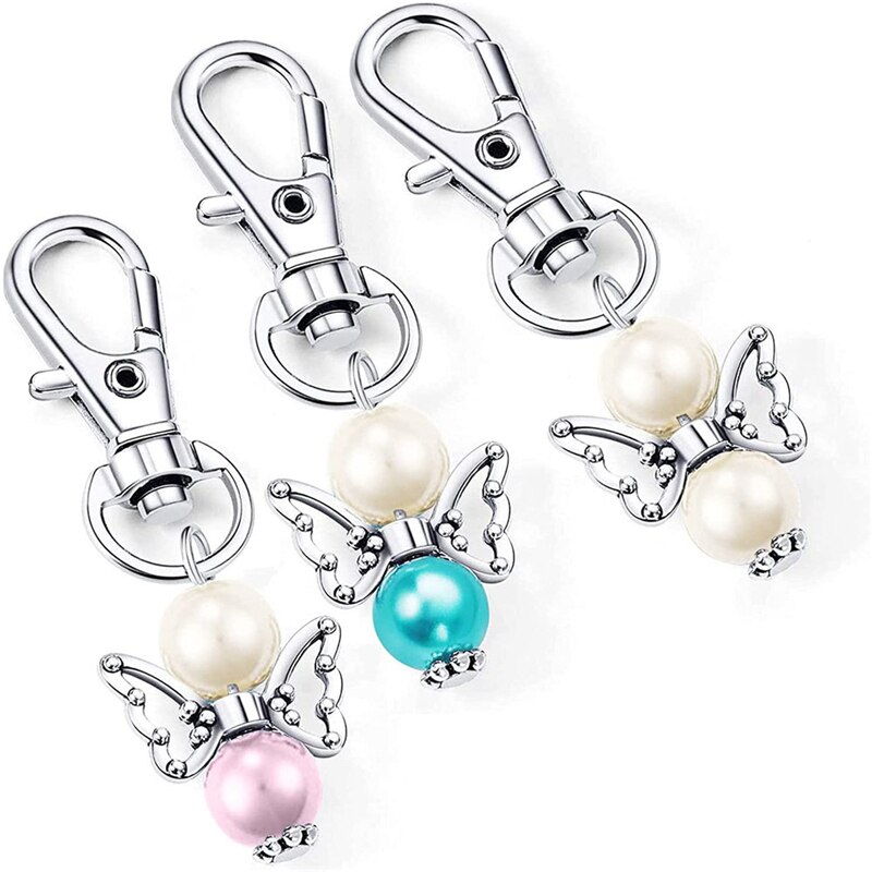 Porte-clés ange gardien chanceux 30 pièces, ensembles de perles de baptême pendentif pour invités de réception pour bébé