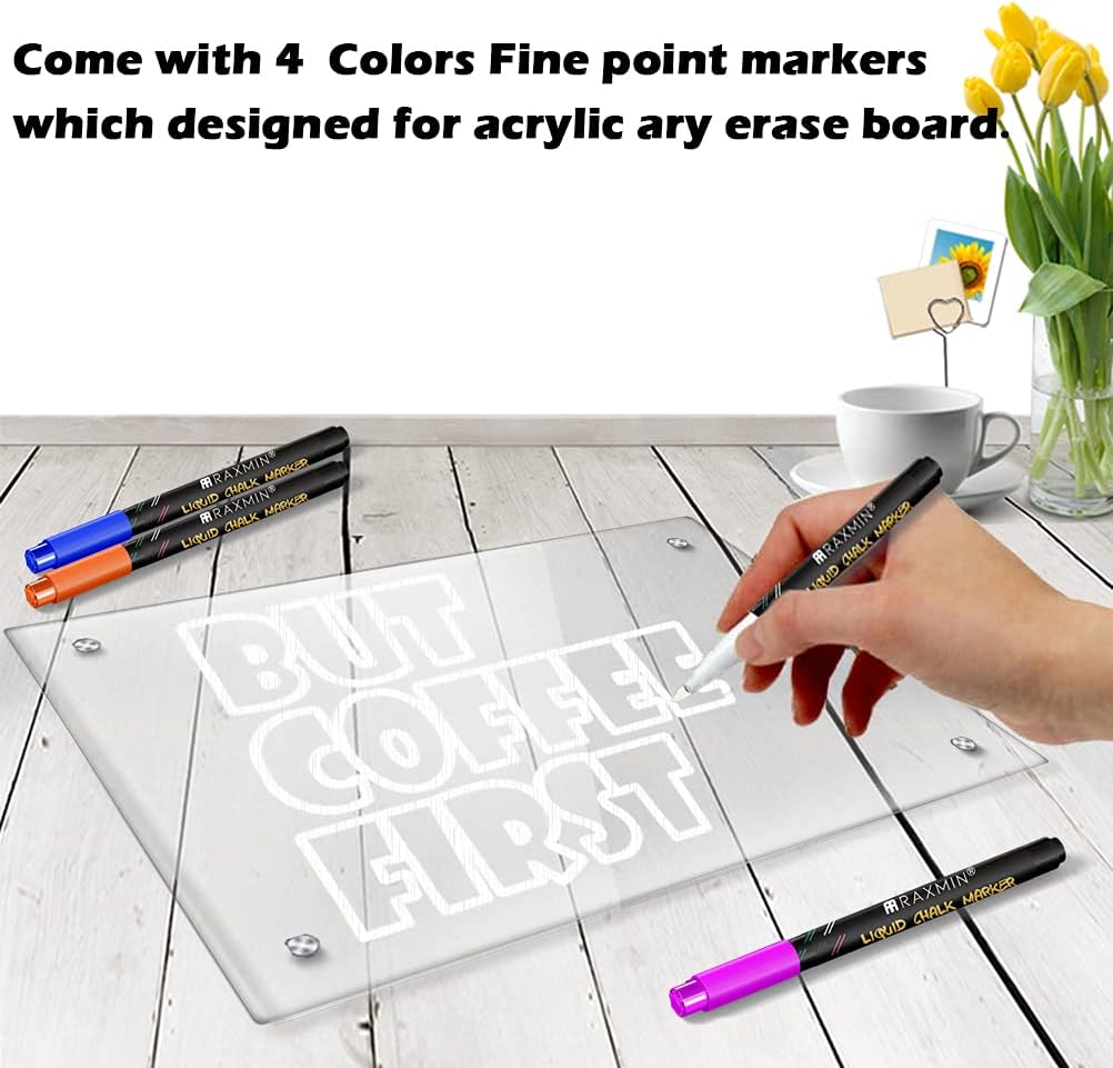 Acrylic Magnetic Whiteboard, Clear Dry Erase Menu Board for Refrigerator, To-Do/Shopping List Magnetic Planner, Meal Planner