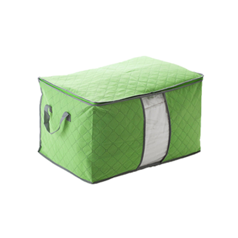 Quilt tæppe holder støvtæt lynlås taske garderobe spar plads organizer non-woven opbevaring stof boks stor kapacitet tøj kuffert: Grøn