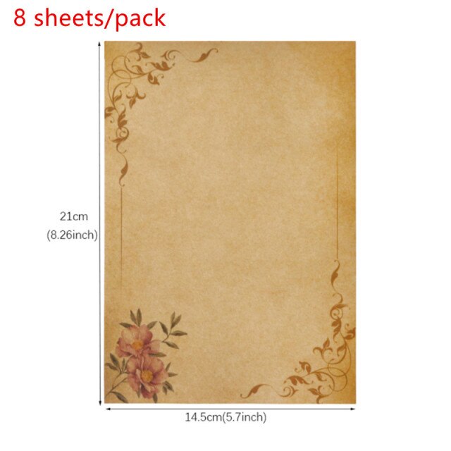 8 Sheets 21X14.5Cm Vintage Kraft Papier Schrijven Brief Briefpapier Romantische Note Craft Papier Schilderen Verpakking Papier: G