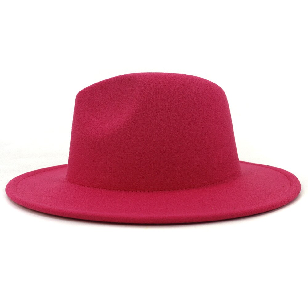 QBHAT Pink and Lime Green Patchwork Wool Felt Fedora Hats Women Large Brim Panama Trilby Jazz Cap Derby Hat Sombrero Mujer