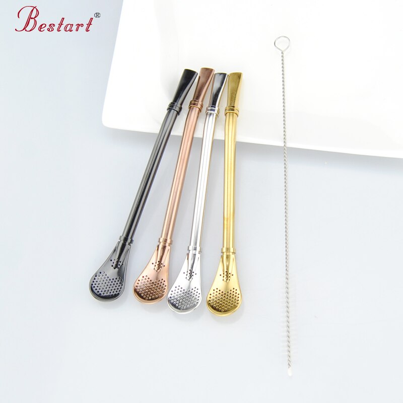 2 stk yerba mate bombilla rustfrit stål sugerør teskefuld si til sugerør med filter drikke teske infuser