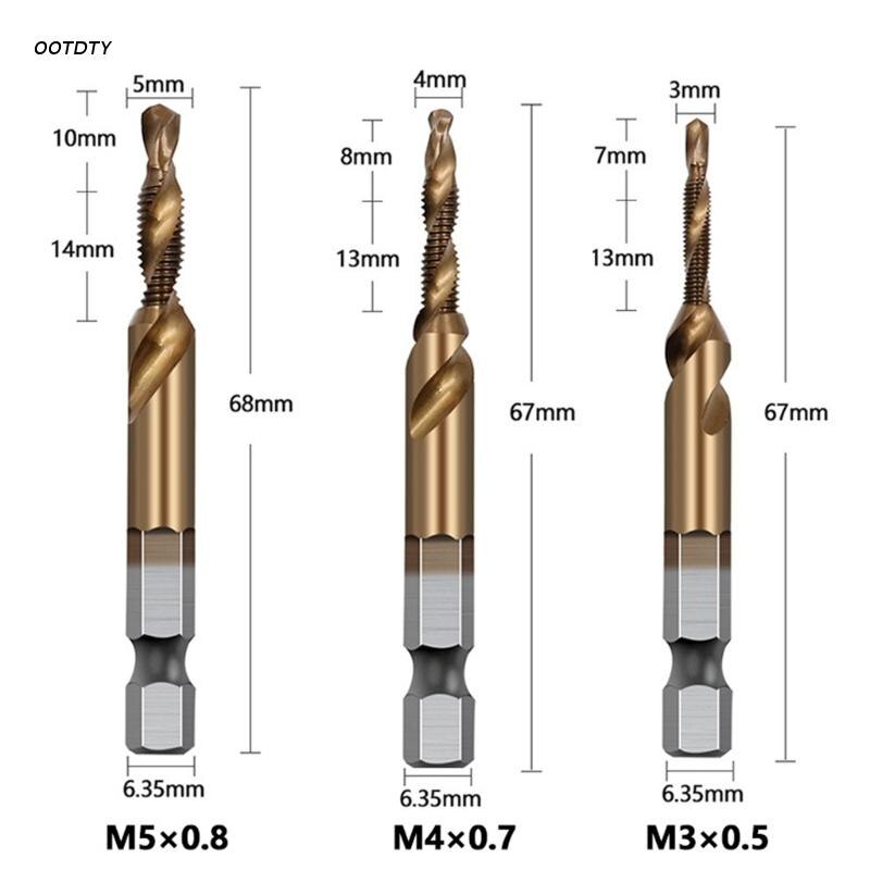 Drill Bit Set 1/4 Inch Hex Shank Tap Drill Bit Set M3/ M4 /M5 /M6 /M8/ M10 Tap Drill Bit Titanium Plated Metric Tap
