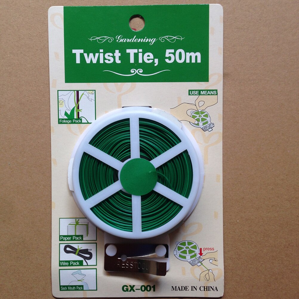 BESTOYARD 50m Plastic Coated Iron Wire Twist Ties Garderning Wrap Cable Ties