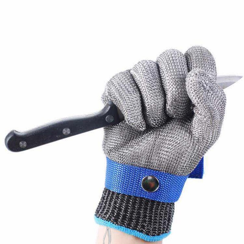 Guantes de trabajo de seguridad, manoplas de malla metálica de acero inoxidable, resistentes a Cortes y cadena, protección de manos