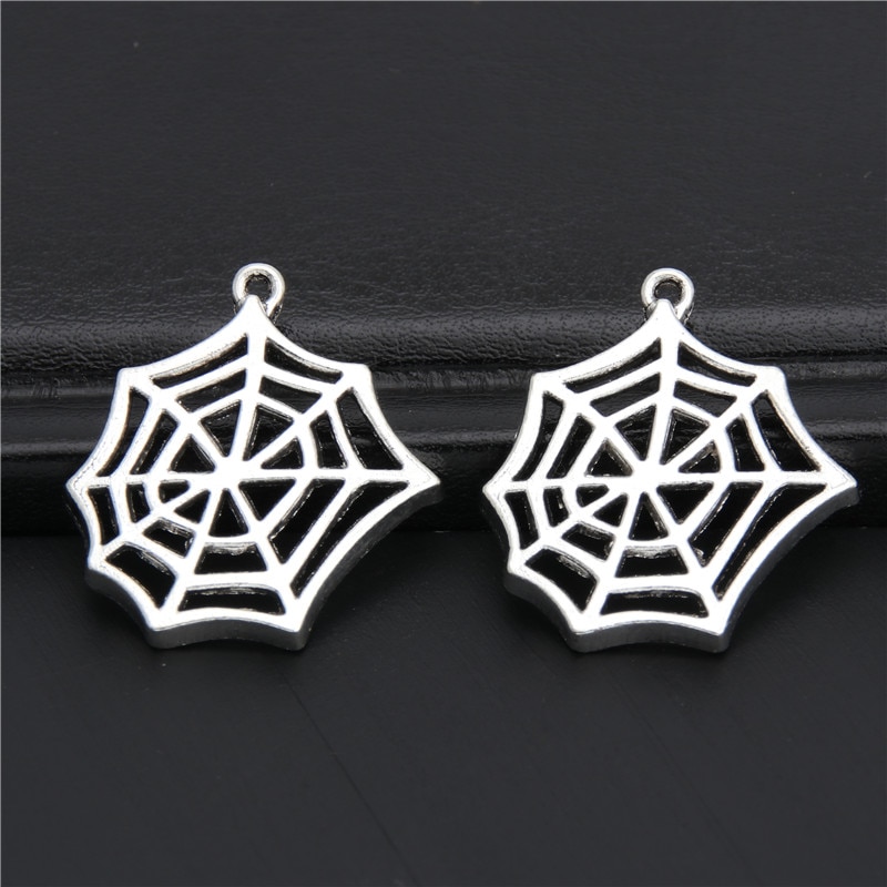 30 stücke Silber Farbe Spinne Web Charme Halloween Für Diy Schmuck Machen A2941