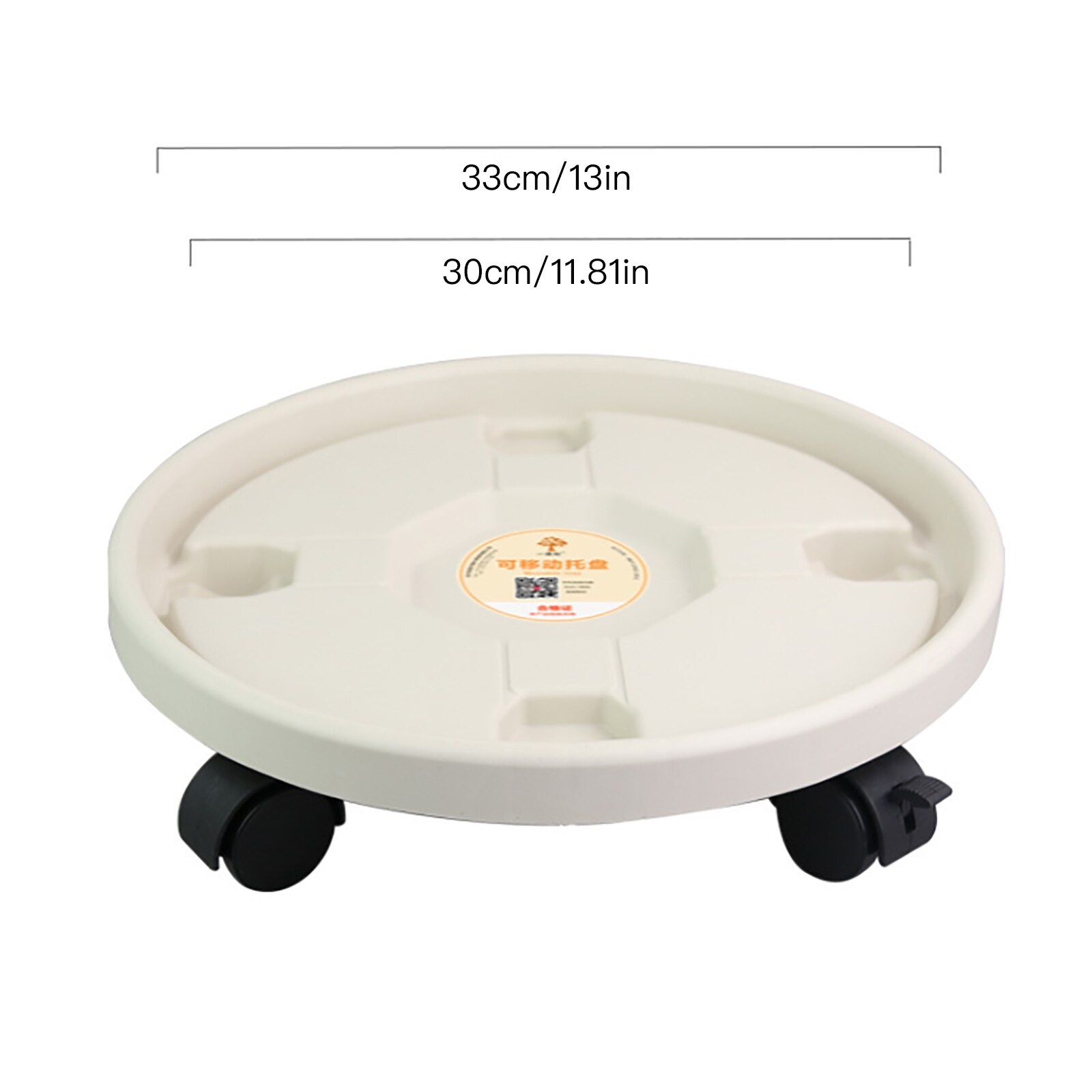 Flower Pot Tray Round Plastic Tray Caster Wheels Pallet Tray Vase With Rollers Flower Plant Pot Holder: White 330