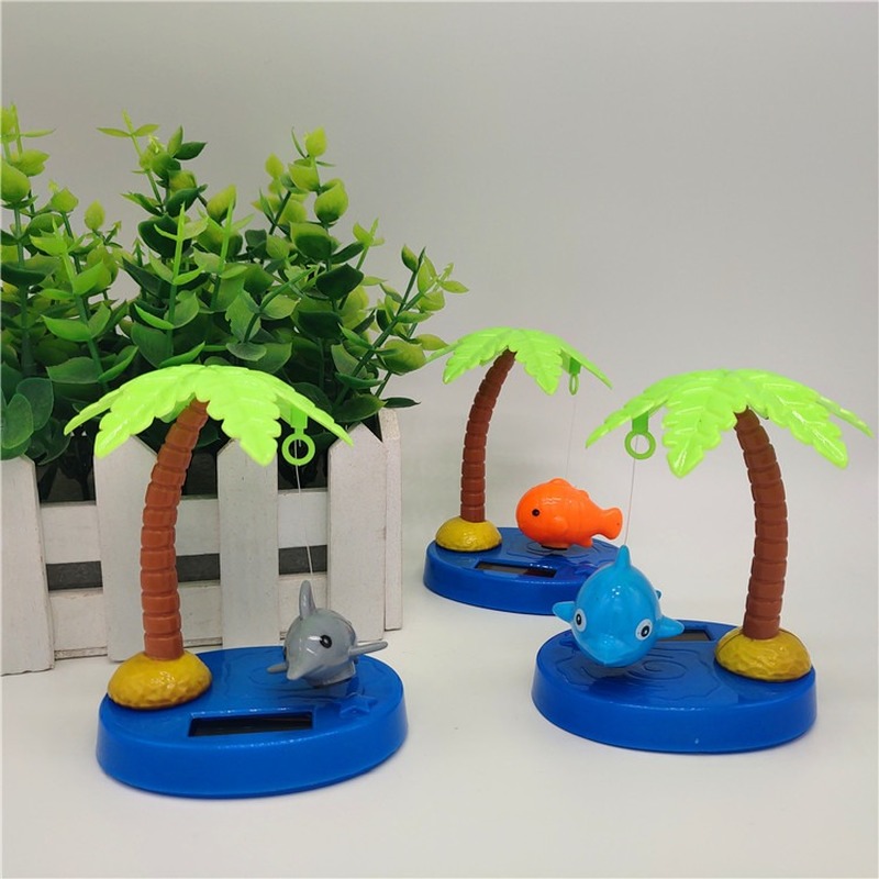 1Pcs Solar Swing Cute Fish Toys Cartoon Shaking Head Animals Model Car Desktop Decoration for Children