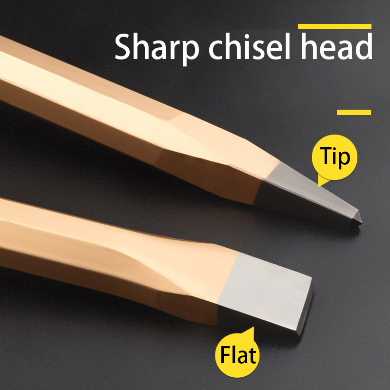 Flat Head Pointed Chisel Stonemason Chisel Hand Guard Chisel Carving Knife Tungsten Alloy Steel Stone Breaking Tool Hand Tools