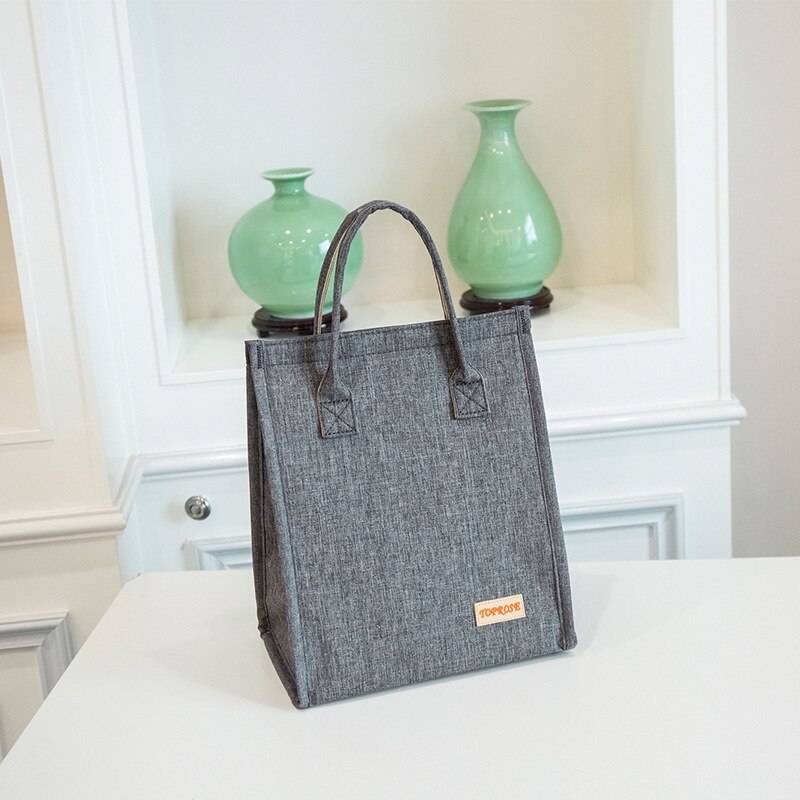 Frauen Mittagessen Taschen Thermische Isolierte Oxford Lebensmittel Box Tasche Bento Kühler Thermo Tragbare Handtaschen Dame Tasche Snack für Arbeit Schule: Grey