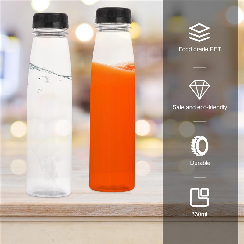 10Pcs 330ml/350ml Empty Storage Containers Clear PET Bottles Plastic Beverage Drink Bottle Juice Bottle Jar With Lids