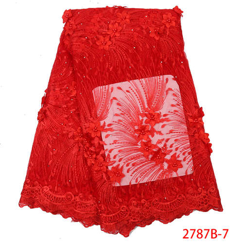 Tissu africain en dentelle, Tulle de , broderie française,
