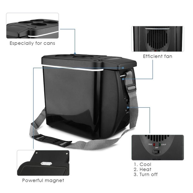 Glacière électrique Voiture 12V 7.5L - Réfrigérateur Portable Mode Double (refroidissement 15-25°C / Chauffage 55-65°C) - 10