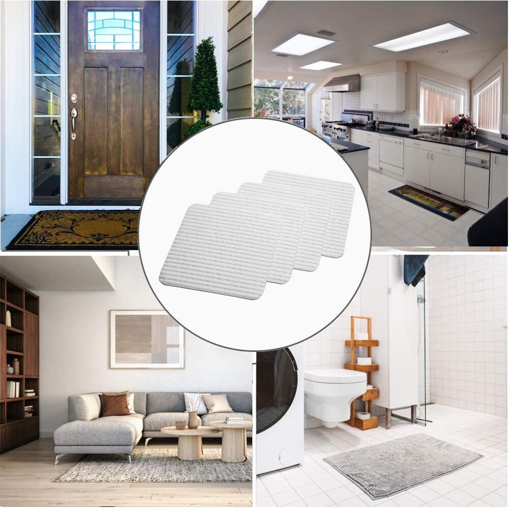 4Pcs Rug Grippers Non Slip Washable Rug Gripper Materials to Anti Curling Rug Pad Keep Your Rug in Place Easy Peel Off