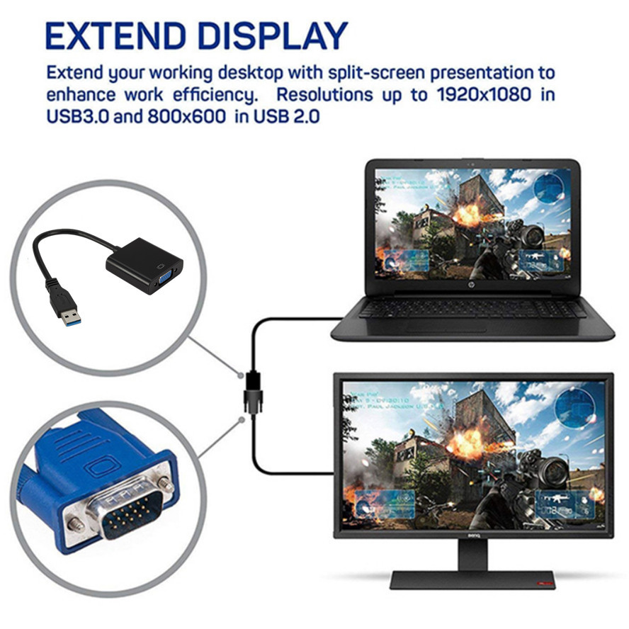 HD USB 2.0/3.0 naar VGA Multi-Display Adapter Converter Externe videokaart Draagbare USB 3.0 naar VGA-converter USB-adapter