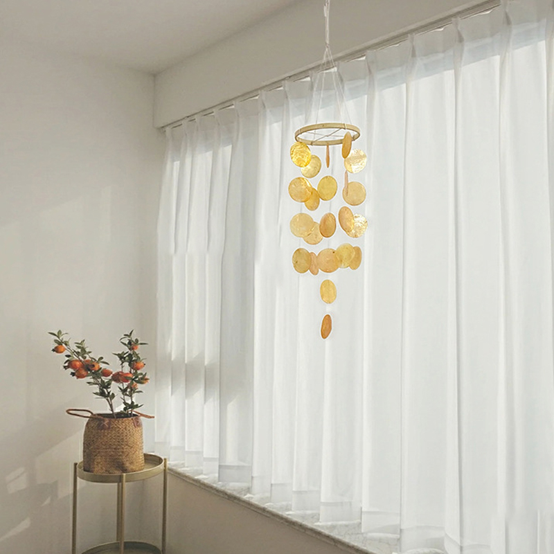Natural Shell Wind Chimes para decoração de casa, caçadores de sonhos boêmios, decoração de berçário, presentes especiais para crianças, ano novo: Cáqui escuro
