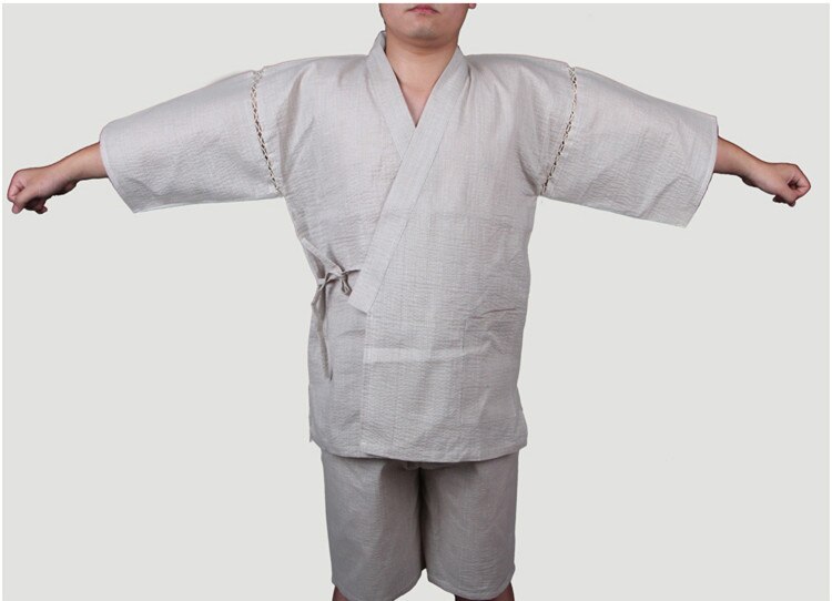verano hombres Kimono japonés Manga corta ropa de dormir Vintage hombres bata de casa tradicional albornoces pijamas 062513: 1 / XL