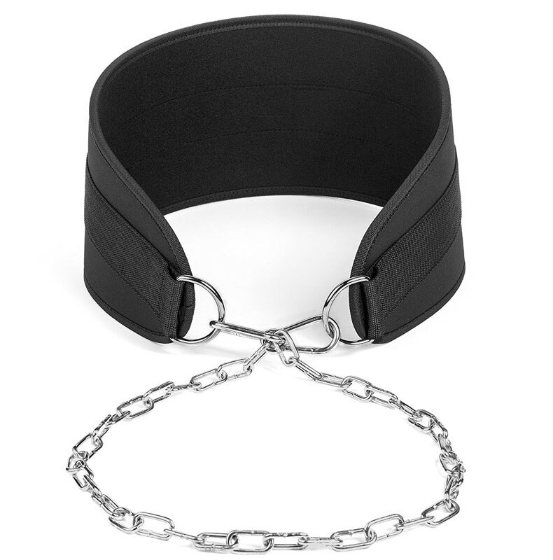 Weight Lifting Belt With Chain Dipping Belt Pull Thick Neoprene Chin Up Barbell Gym Bodybuilding Weight Belt Training Equipment: Default Title
