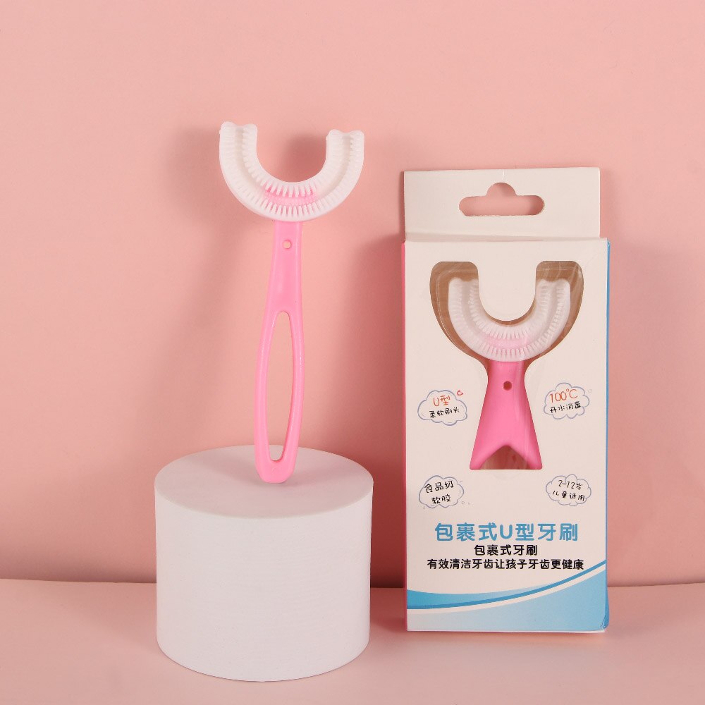 Bambini portatili in Silicone 2-12 anni spazzolini da denti per bambini cura orale spazzolini da denti a forma di U spazzole per la pulizia dei denti