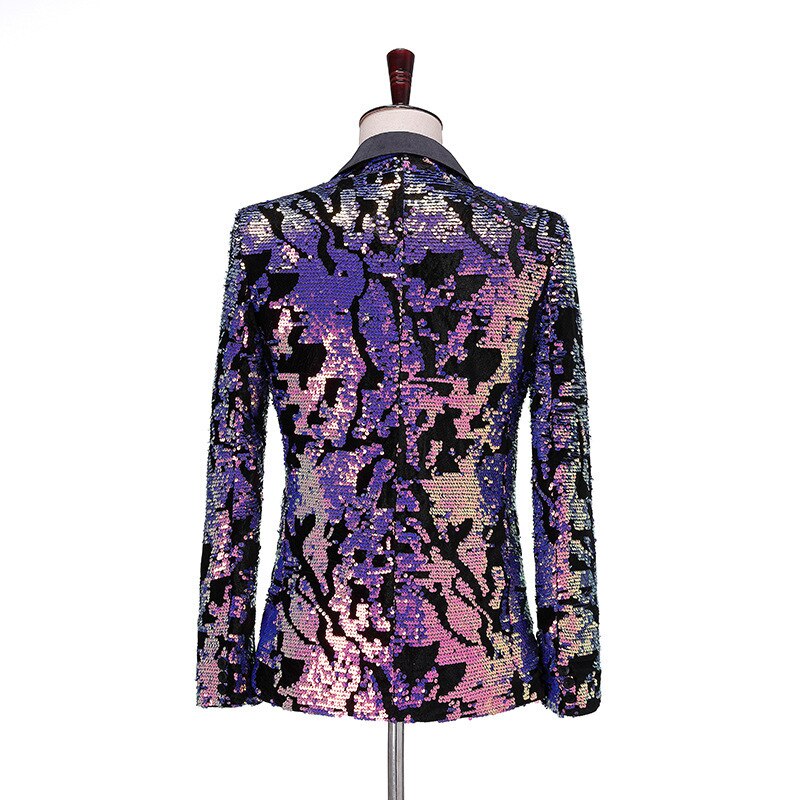 Pyjtrl Mannen Plus Size Paars Groen Blauw Pailletten Fluwelen Blazer Night Club Dj Zanger Shiny Paillette Jasje Prom Jurk kostuum