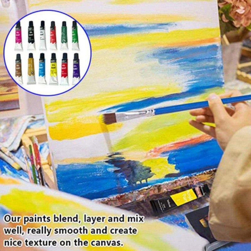 12 farger tube oljemaling kunst for kunstnere lerret pigment kunst rekvisita tegning vegg stoff maling verktøy-grønn