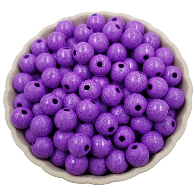100pcs Finding Beads Handmade Material 8mm DIY Cracks Loose Bead Jewelry Accessories Multicolor: Violet