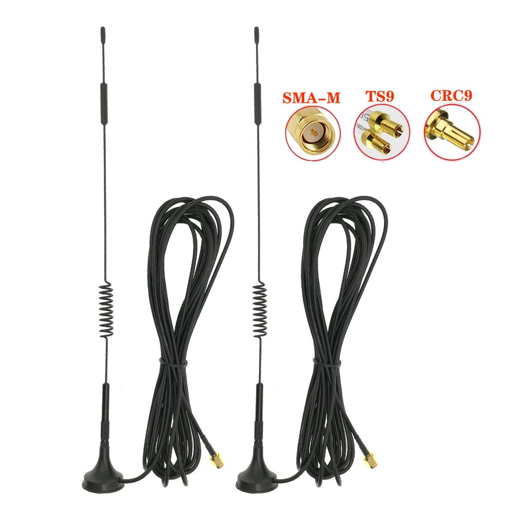 2 pièces 700-2700 MHz 12dBi 2G 3G 4G LTE antenne magnétique TS9 SMA mâle CRC9 connecteur 5M mètre GSM routeur externe antenne M