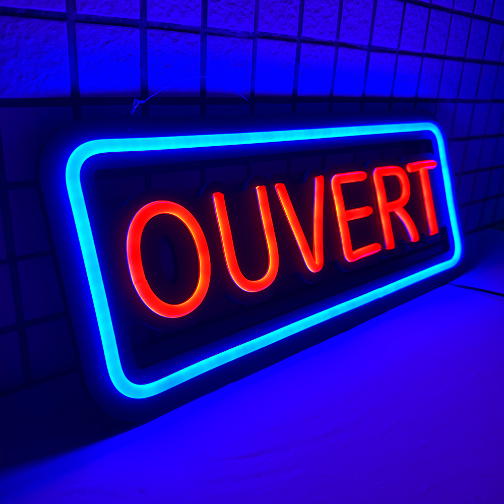 Ouverte Led con letras OPEN señal de luz de neón de la barra del Partido de Navidad Visual arte letrero de neón para tienda ventana decoración atística de pared DC 12V alimentado