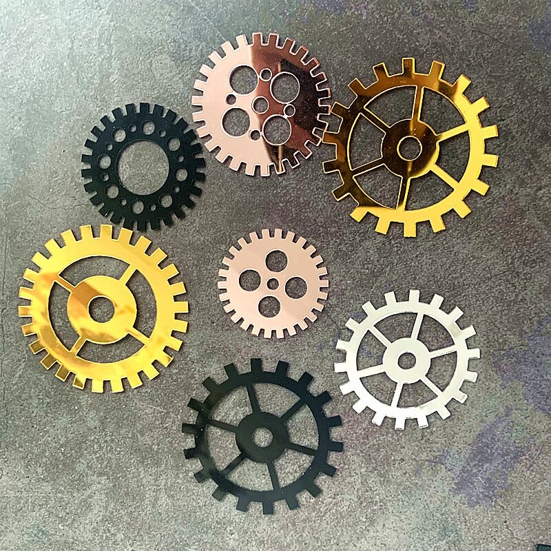 Cute style birthday robot and gear theme Cake Inserted Card DIY Acrylic Cake Toppers party  dessert table cake decoration