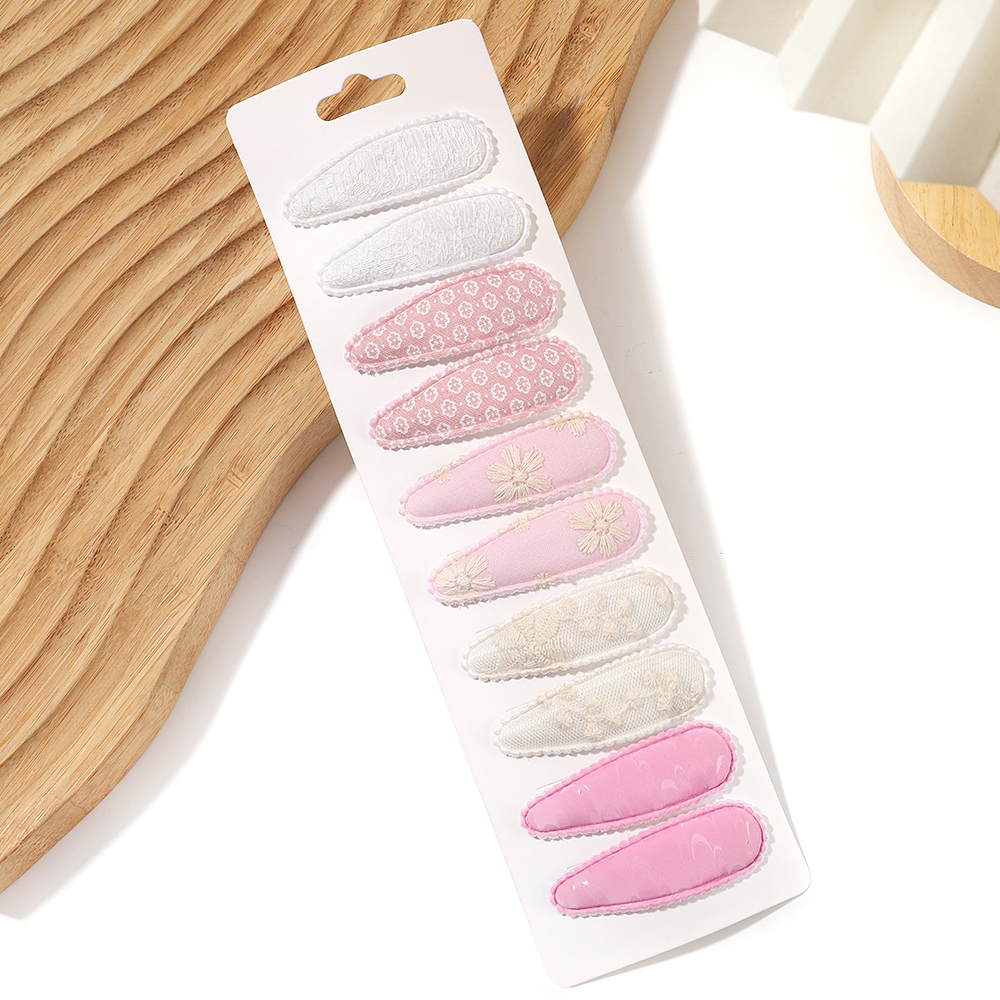 10 Uds. Horquilla para bebé, conjunto de pinzas para el cabello de aleación de algodón con estampado fresco, horquillas BB a cuadros de tela, accesorios para el cabello para niños: Gris claro
