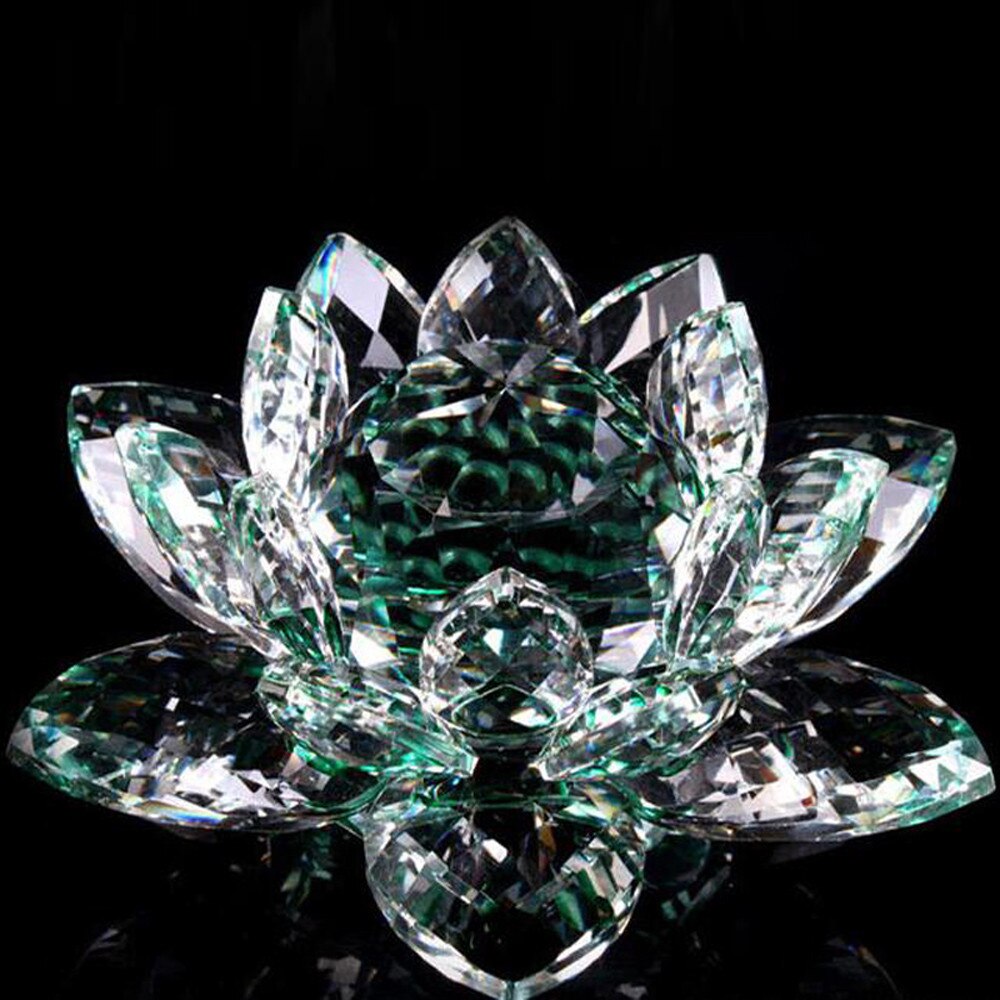 Crystal Lotus Crystal Glass Figure Paperweight Ornament Feng Shui Decor Collection Ornament Feng Shui Decor 60mm