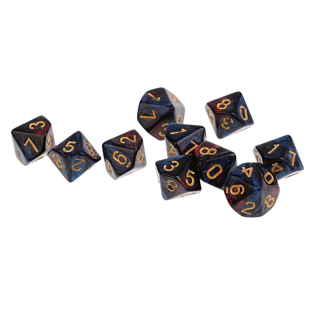 10pcs 10 Sided Dice D10 Polyhedral Dice for Education or school supplies: Red Blue