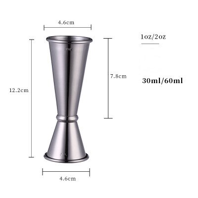 30/60ml Cocktail Wine Drinks Whisky Measure Cup Jigger 1oz 2oz Double Head Stainless Steel Measuring Cup Home Party Bar Tool: Black