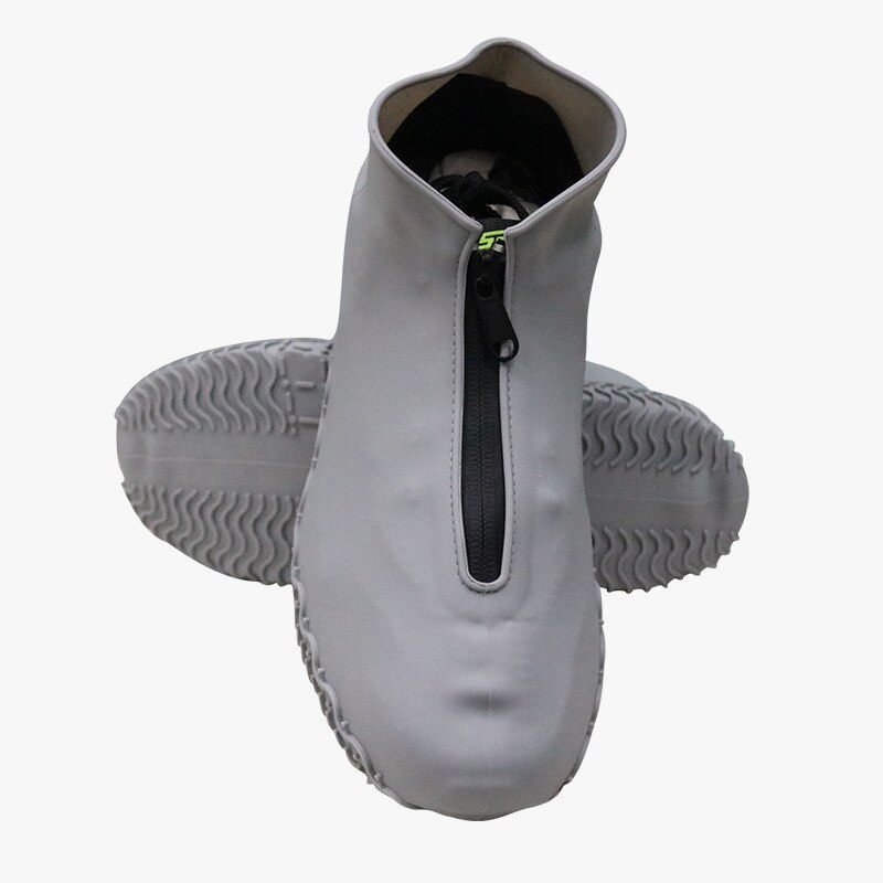 Waterdichte Rits Siliconen Schoen Cover Regen Laarzen Unisex Outdoor Solid Antislip Antislip Slijtvaste herbruikbare Shoe Cover: Dark gray zipper / M