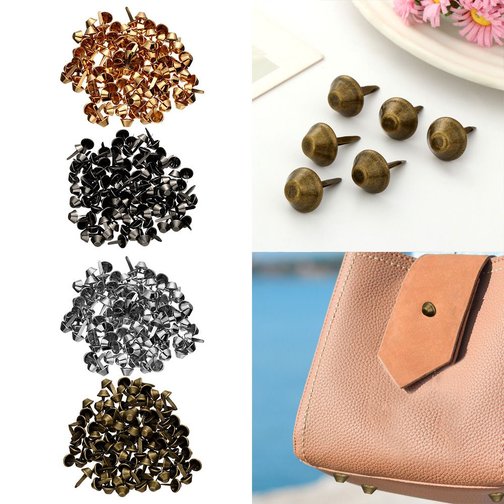 100pcs 12mm Retro Metal Feet Purse Handbag Decorative Rivets Leather Crafts Studs Pierced Bag Accessories DIY Punk Jewelry Rivet