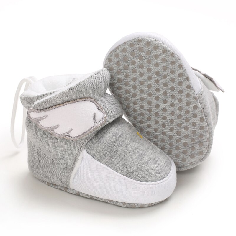Winter Snow Baby Boots Velcro Warm Velvet Wings Elastic Band Indoor Cotton Sole Baby Toddler Baby Shoes First Walker