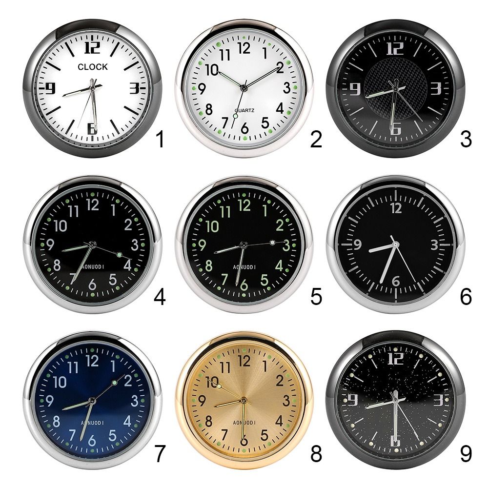 40Mm In-Car Mini Lichtgevende Auto Klok Auto Auto 'S Interne Stick-On Horloge Mechanica Quartz Klokken Auto Ornament Digitale Klok