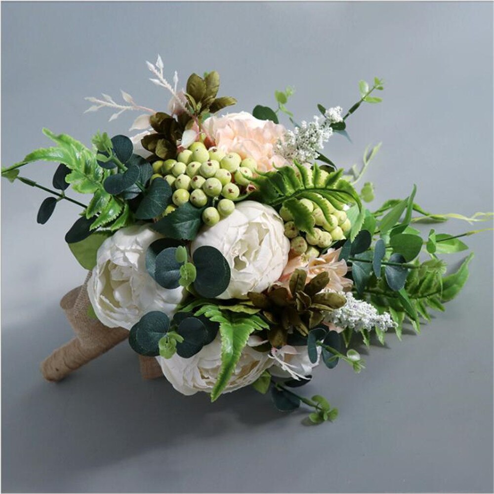 Sesthfar Bruidsboeket Pioenen Rose Elegante Boho Eucalyptus Bruidsboeketten Met Pioen Groen Bruidsmeisje Boeket Bloemen