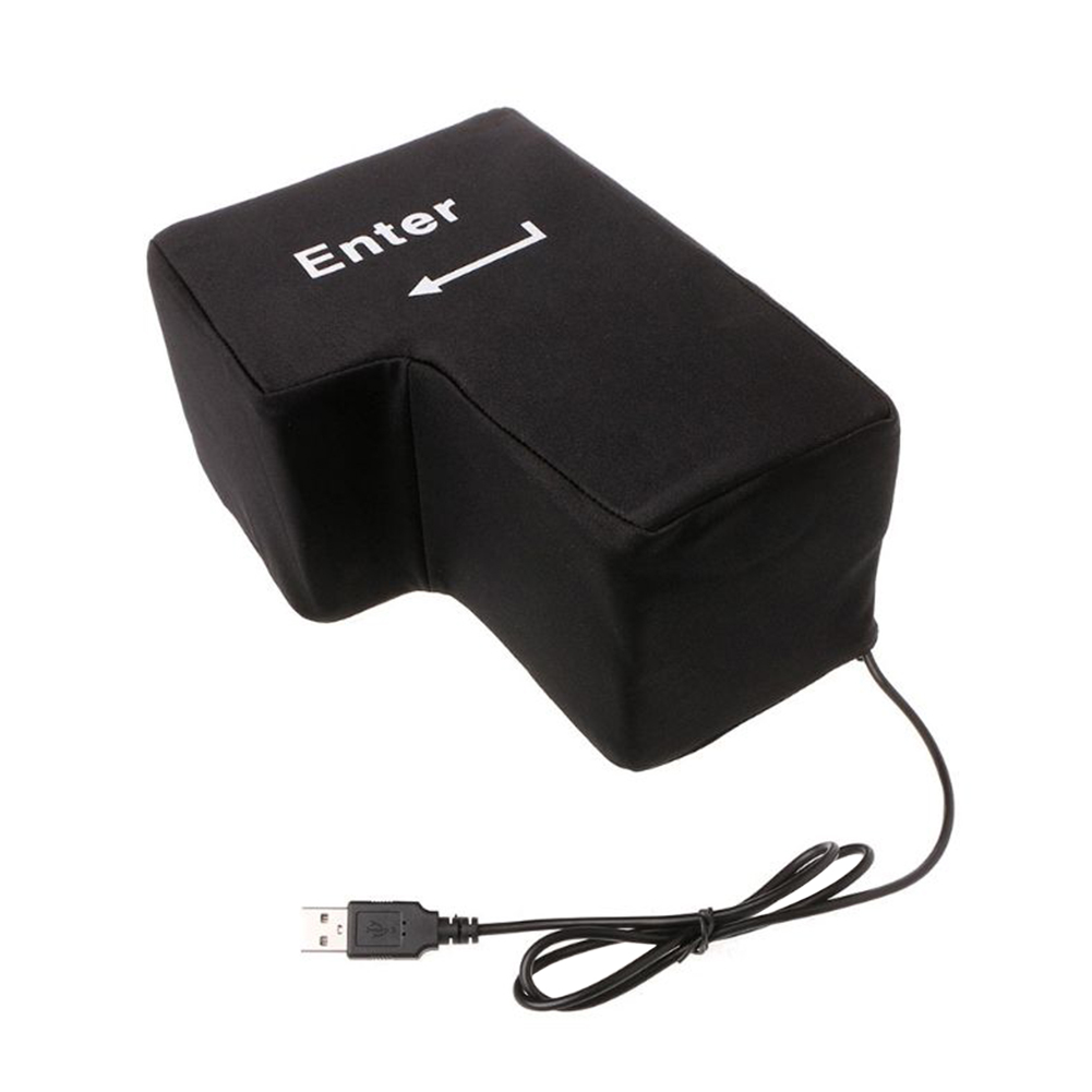 Ordenador antiestrés, gran tecla Enter, teclado USB gigante, botón de ventilación, almohada, escritorio de oficina, alivio del estrés, tecla enter extendida: Black