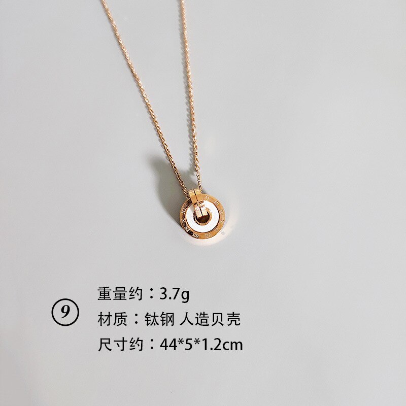 koreanische Vintage Edelstahl Rose Gold Halskette Für Frauen Sterne Mond Geometrische Kette Halskette Schmuck Zubehör: 9