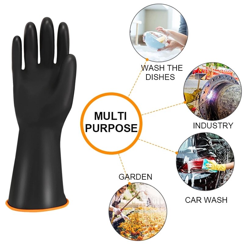 Heavy Duty Chemical Resistant Rubber Gloves Labor Acid Oil Resistant Latex Gloves For Home Industry Work Safety Protection Glove