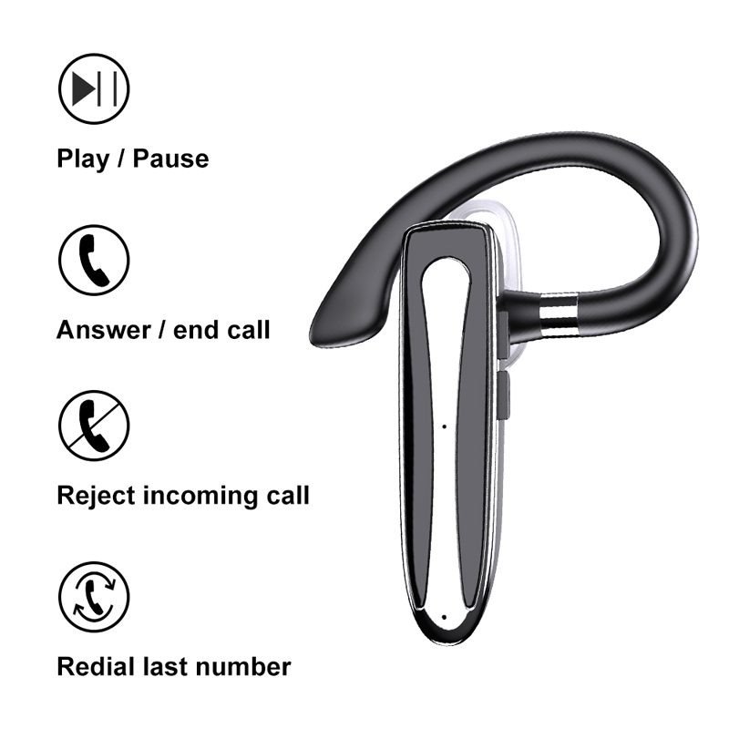 EARDECO EarHook Bluetooth 5.1 Headphones Wireless Earphones Waterproof Sport Single Headset with Microphone Charging Case