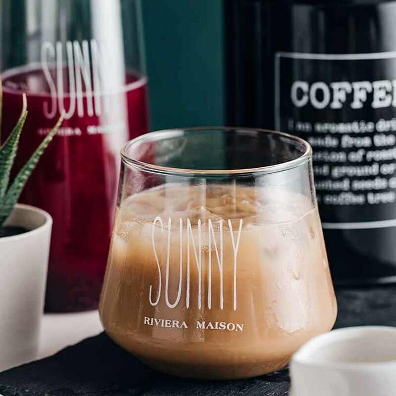 350ml milk tea cup drink cups Transparent glass cute cartoon printing milk cup kitchen&bar supplies cups Glass Cup for Juice