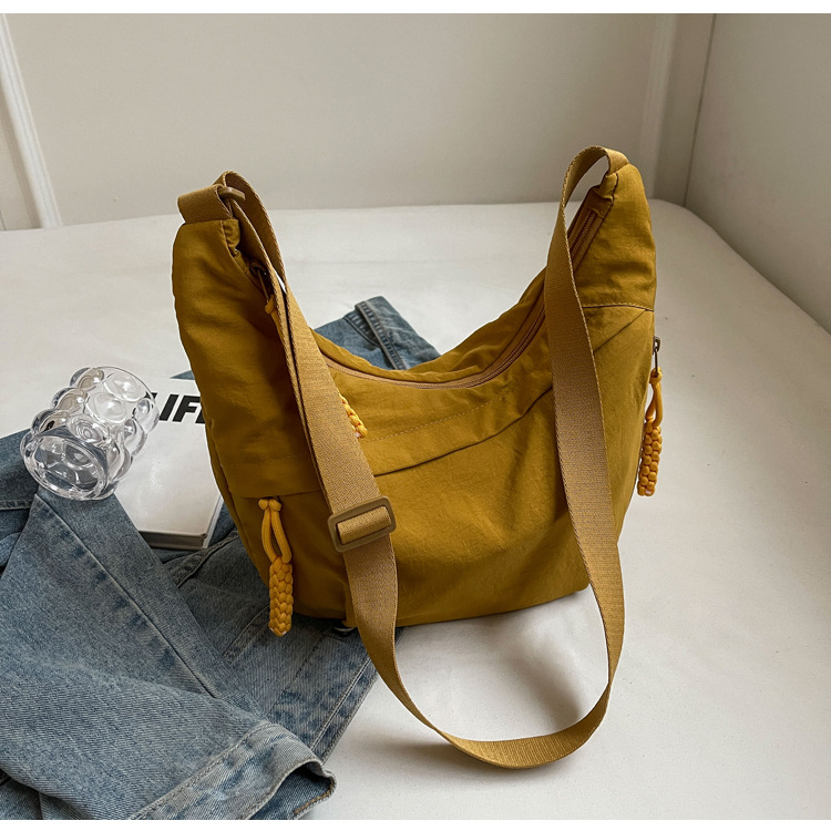 Vrijetijds unisex crossbodytas zomer campus sportstijl schoudertas hobo tas effen kleur grote capaciteit messenger tas: Geel