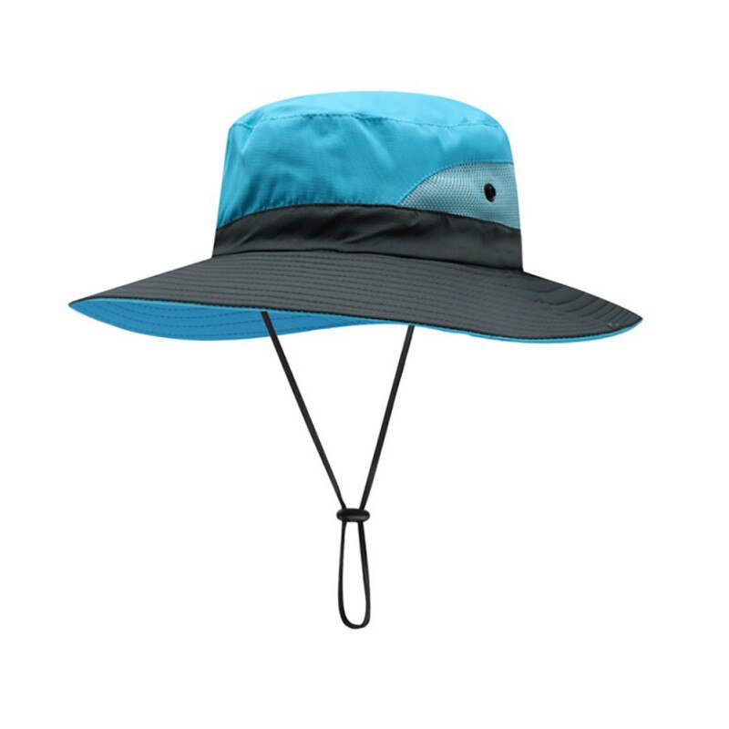 Paardenstaart Zonnehoed Vrouwen \ 'S Outdoor Uv-bescherming Opvouwbare Mesh Brede Rand Strand Vissen Cap: Sky Blue
