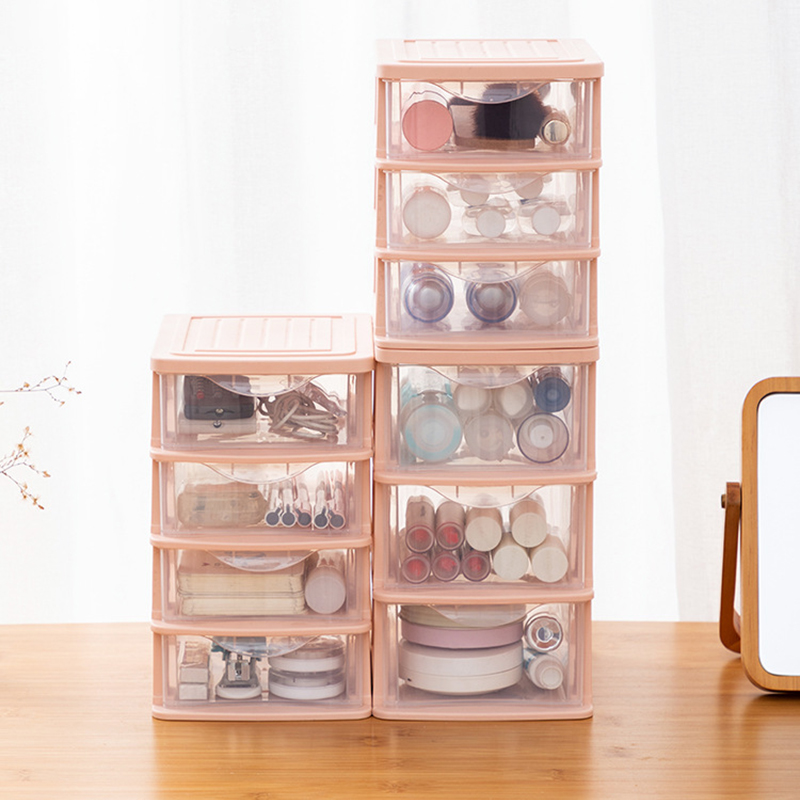 3 Layers Drawer Storage Box Desktop Cosmetic Storage Case Transparent Dustproof Jewelry Makeup Holder Home Office Organizer