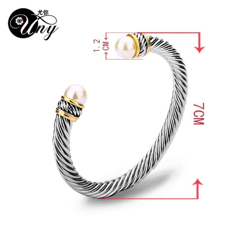 UNY Bracelet Imitation Pearl Bangle Antique Brand Vintage Jewelry Bangles Valentine Christmas Women Cuff Bracelets