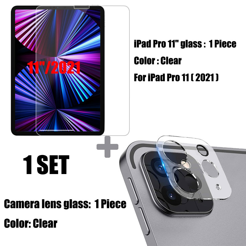 Vetro temperato 2in1 per Ipad pro 11 12.9 pellicola protettiva per tavoletta con obiettivo fotocamera posteriore per Ipad pro 12.9 11 2021 2020 pellicola protettiva: 1 impostato Pro 11 (2021)